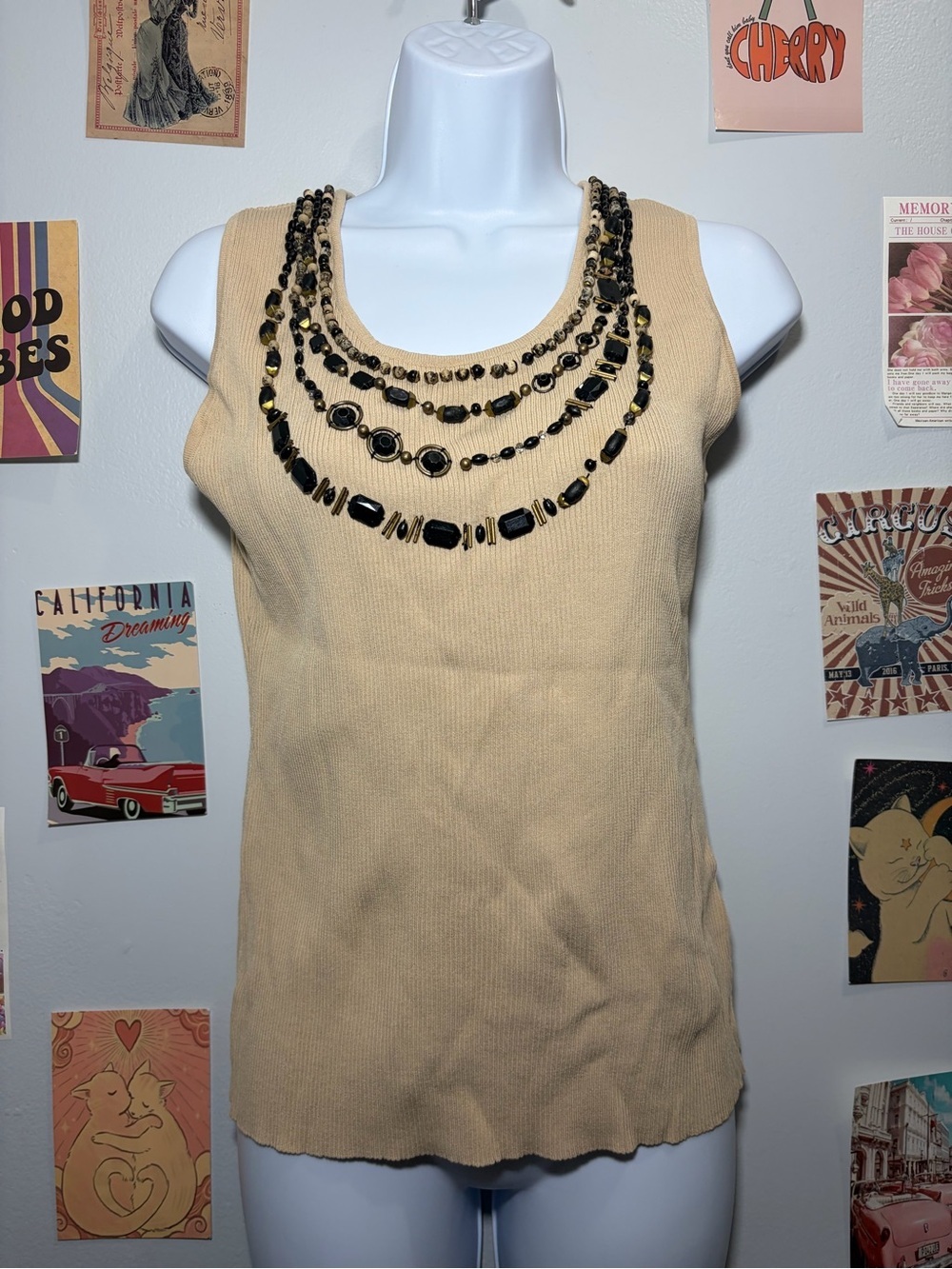 Ruby Rd. Beige and Gold Petite Top